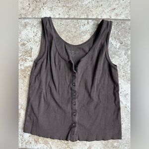 Brandy Melville Dark Brown Button-Up Tank Top